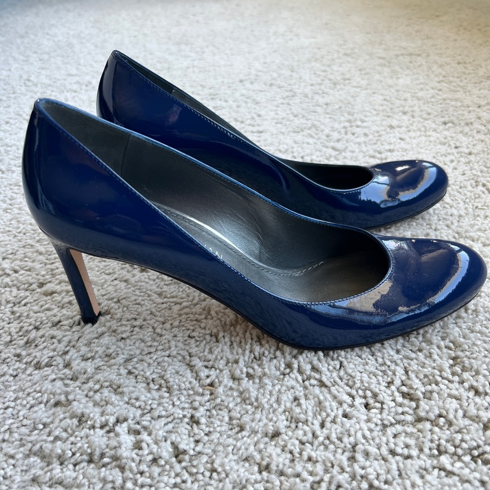 Stuart Weitzman Elegant Blue Patent Leather Women's Heels